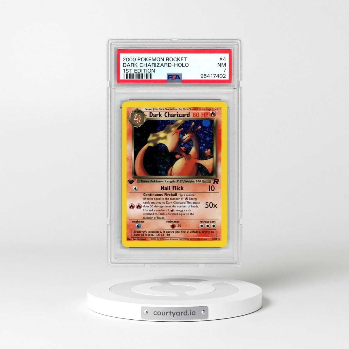 2000 Pokémon Rocket #4 Dark Charizard - 1st Edition Holo (PSA 7 NM)