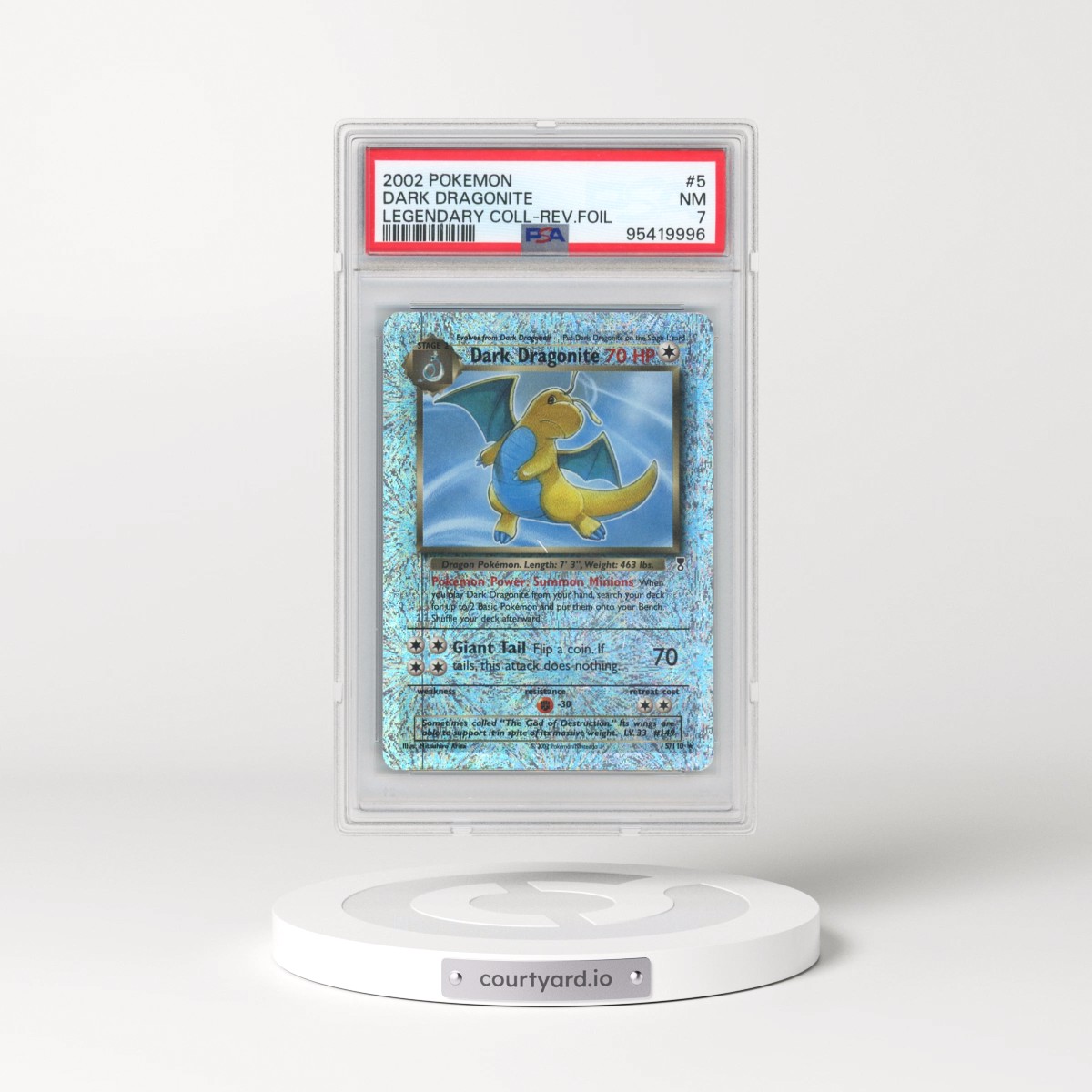 2002 Pokémon Legendary Collection #5 Dark Dragonite - Reverse Foil (PSA 7 NM)