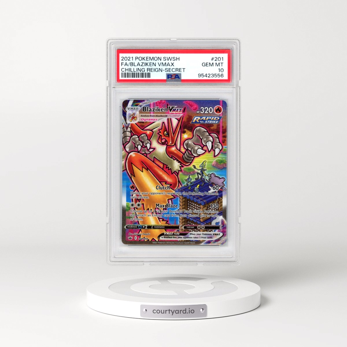 2021 Pokémon Sword & Shield Chilling Reign #201 Blaziken Vmax - Full Art Secret (PSA 10 GEM MINT)