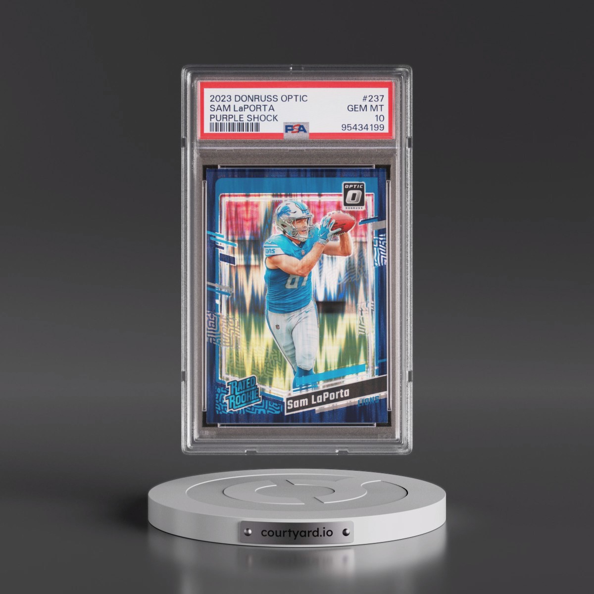 2023 Panini Donruss Optic #237 Sam LaPorta - Purple Shock (PSA 10 GEM MINT)