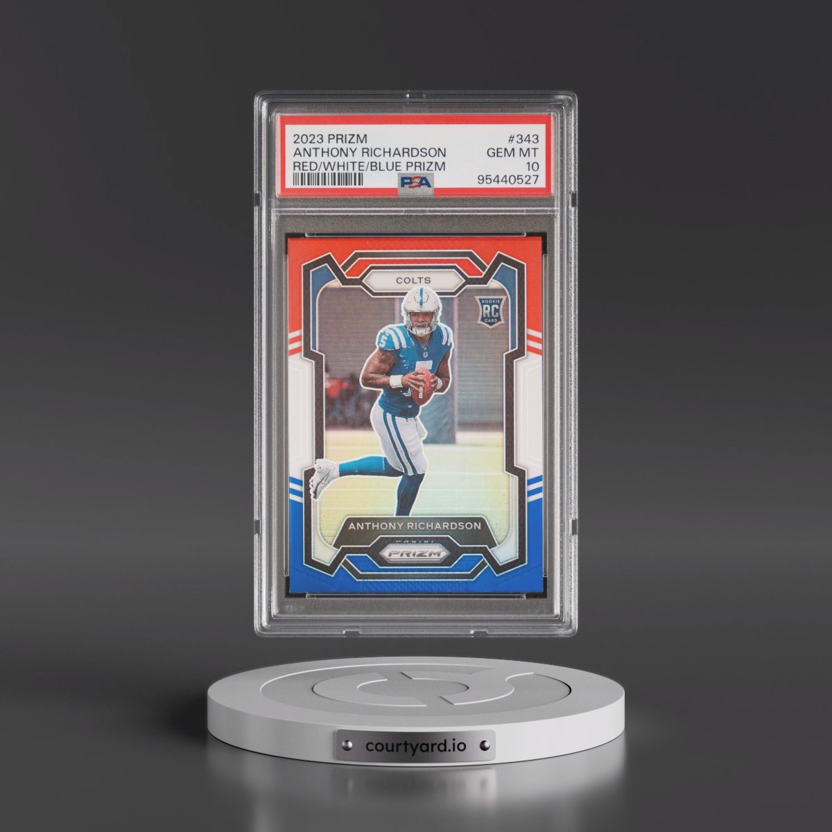 2023 Panini Prizm #343 Anthony Richardson - Red/White/Blue Prizm (PSA 10 GEM MINT)