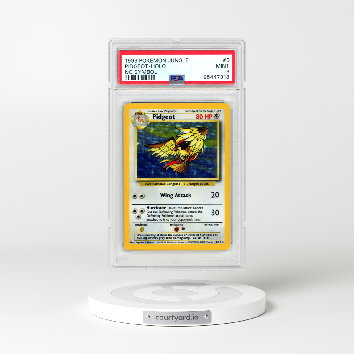 1999 Pokémon Jungle #8 Pidgeot - Holo No Symbol (PSA 9 MINT)