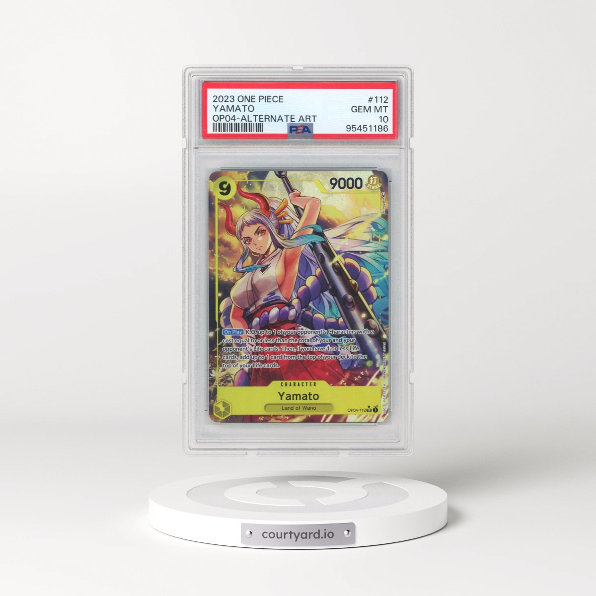 2023 One Piece OP04-Kingdoms of Intrigue #112 Yamato - Alternate Art (PSA 10 GEM MINT)