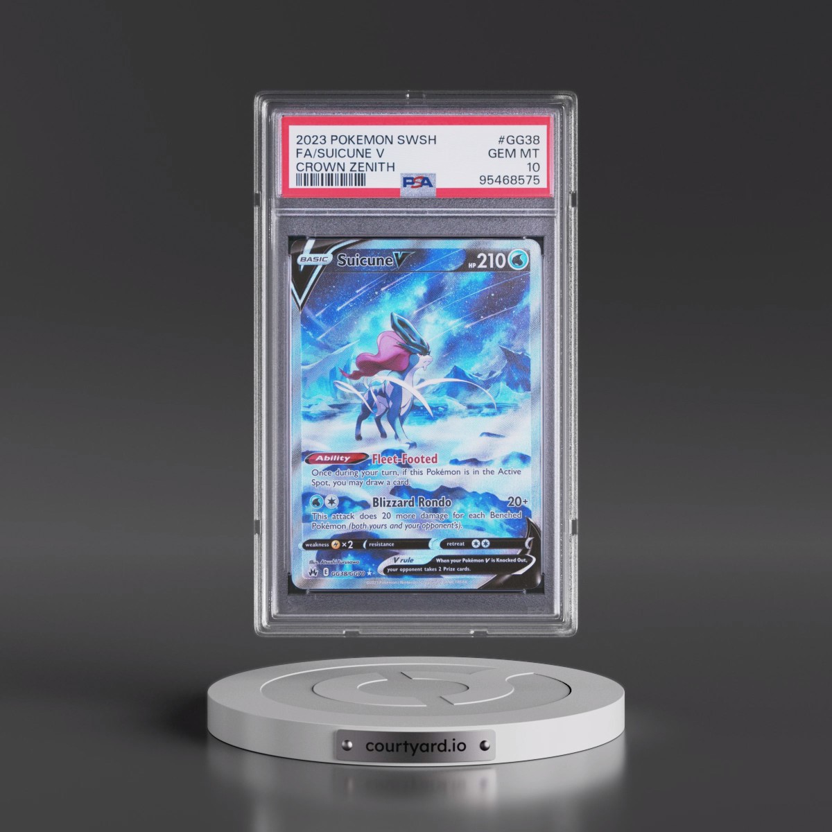 2023 Pokémon Sword and Shield Crown Zenith #GG38 Suicune V - Holo Full Art (PSA 10 GEM MINT)