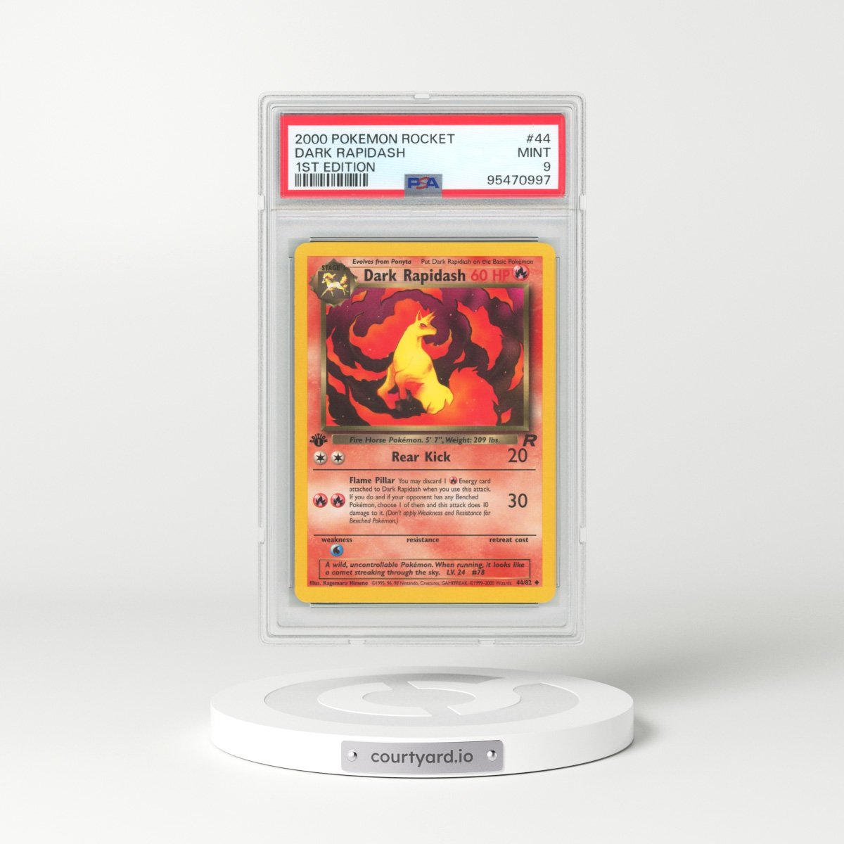 2000 Pokémon Rocket #44 Dark Rapidash - 1st Edition (PSA 9 MINT)