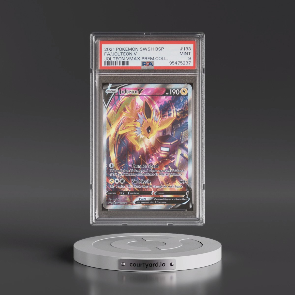 2021 Pokémon Swsh Black Star Promo #183 Jolteon V - Holo Full Art Jolteon Vmax Premium Collection (PSA 9 MINT)