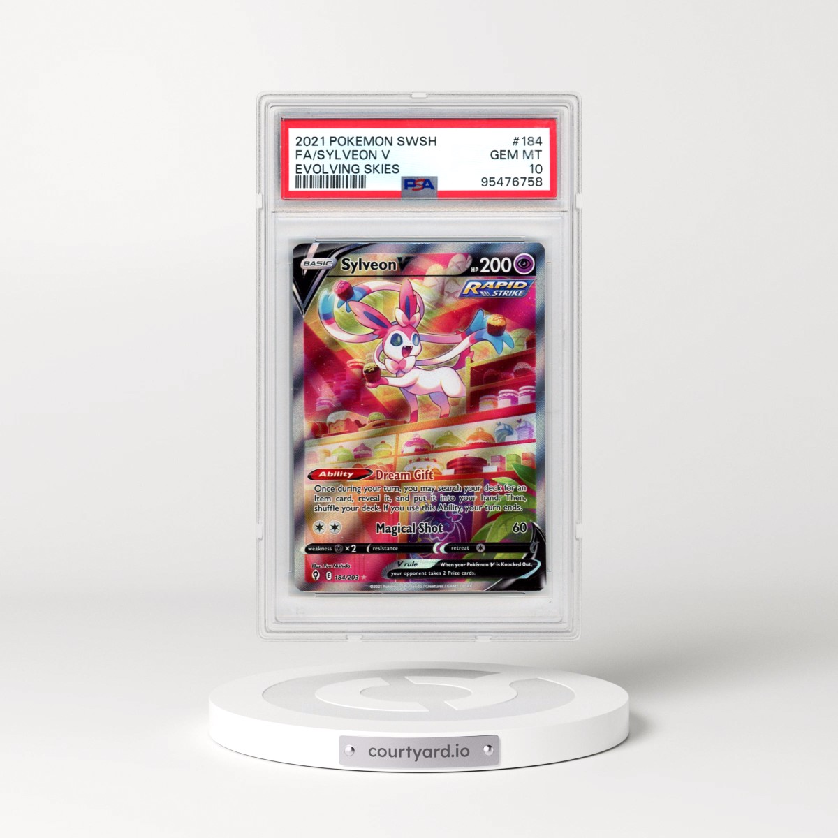2021 Pokémon Sword & Shield Evolving Skies #184 Sylveon V - Holo Full Art (PSA 10 GEM MINT)