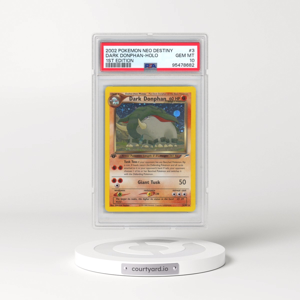 2002 Pokémon Neo Destiny #3 Dark Donphan - 1st Edition Holo (PSA 10 GEM MINT)