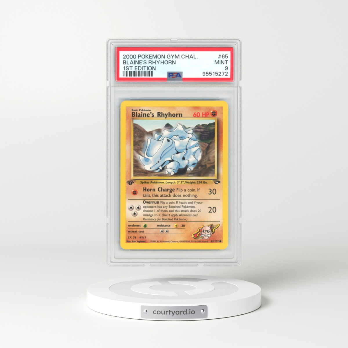 2000 Gym Challenge #65 Blaine's Rhyhorn - 1st Edition (PSA 9 MINT)