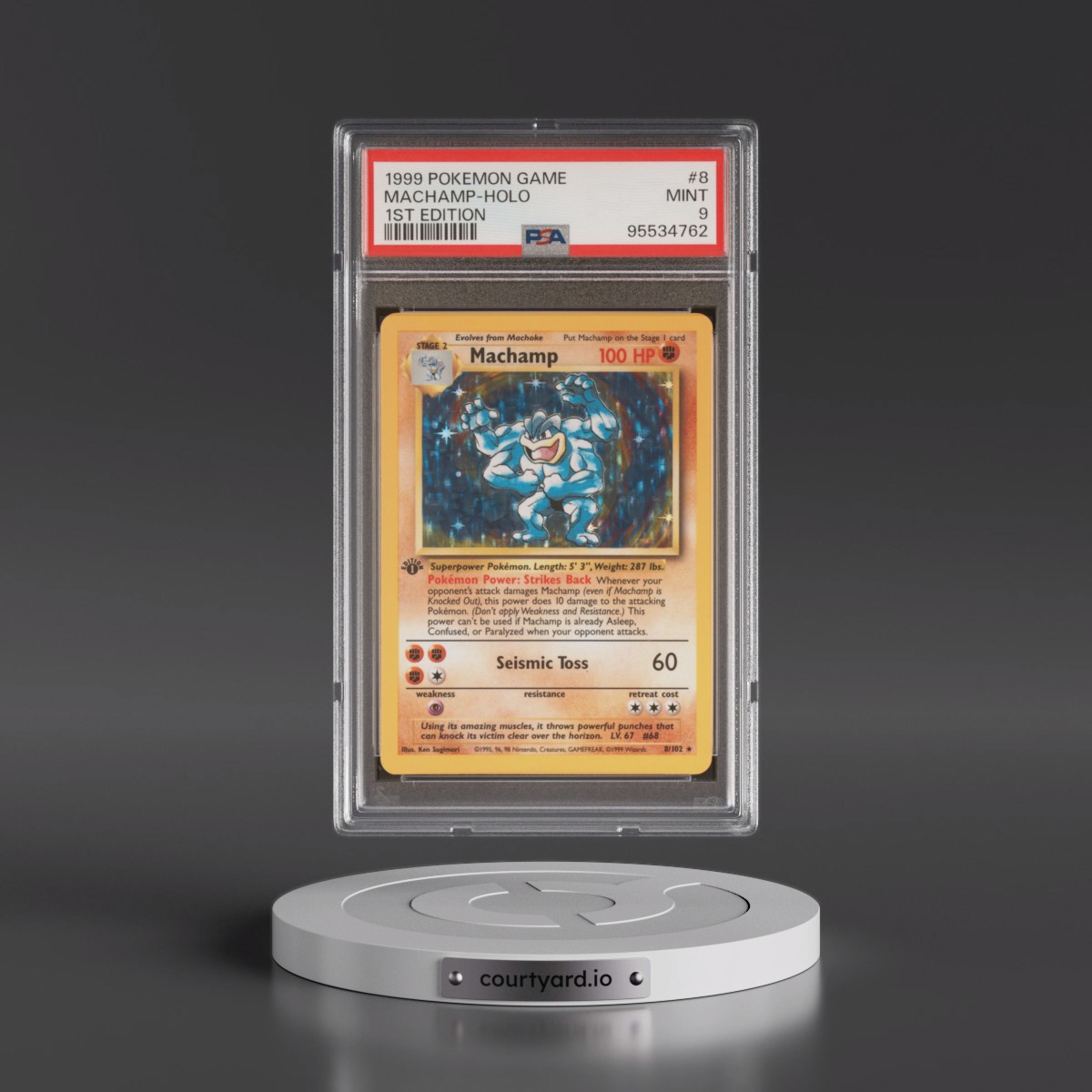 1999 Pokémon Game #8 Machamp - 1st Edition Holo (PSA 9 MINT)