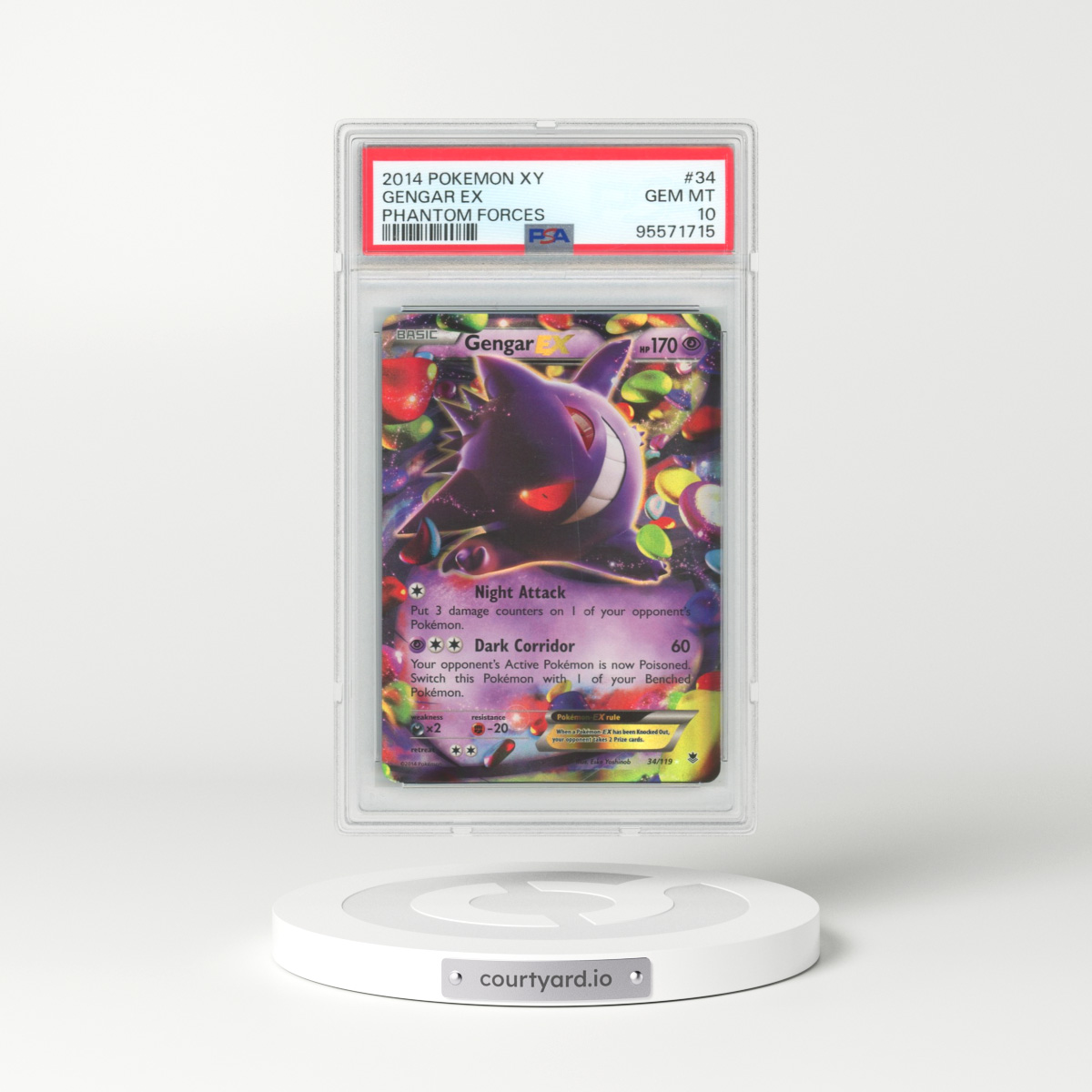 2014 Pokémon XY Phantom Forces #34 Gengar EX - Holo (PSA 10 GEM MINT)
