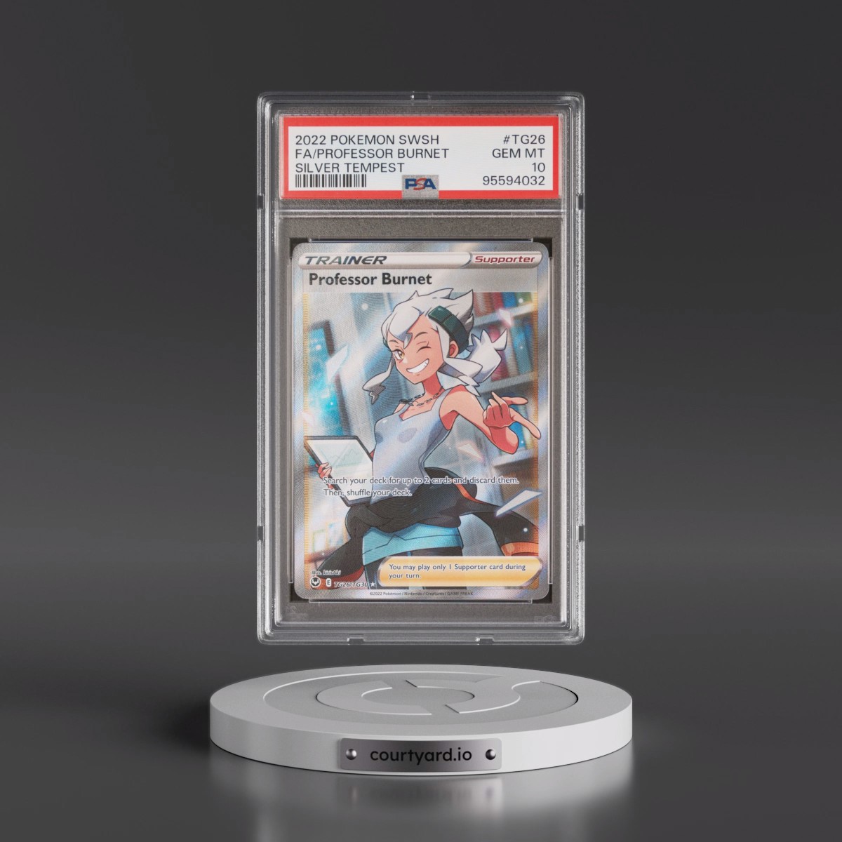 2022 Pokémon Sword & Shield Silver Tempest #TG26 Professor Burnet - Full Art (PSA 10 GEM MINT)