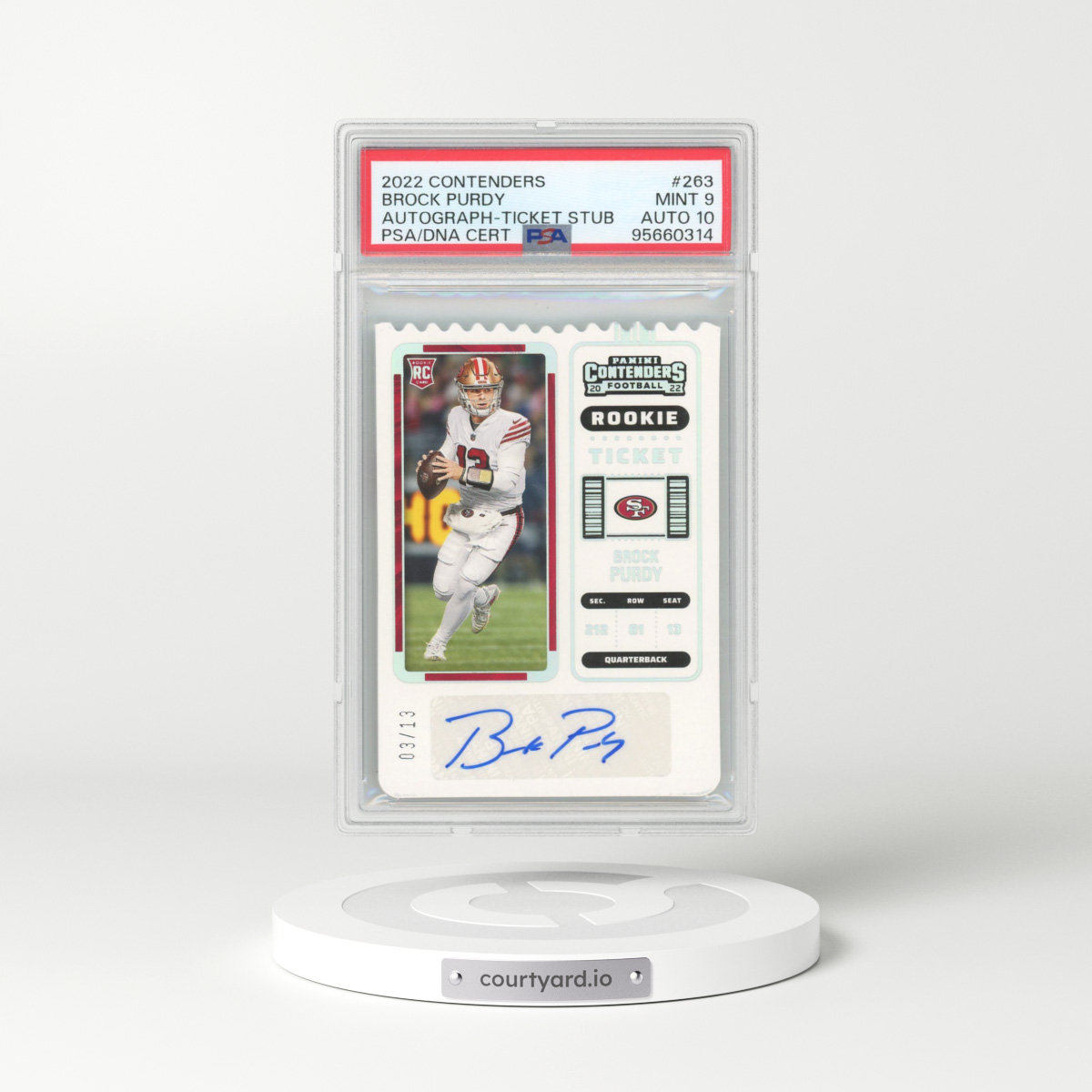2022 Panini Contenders #263 Brock Purdy - Autograph-Ticket Stub (PSA 9 MINT)