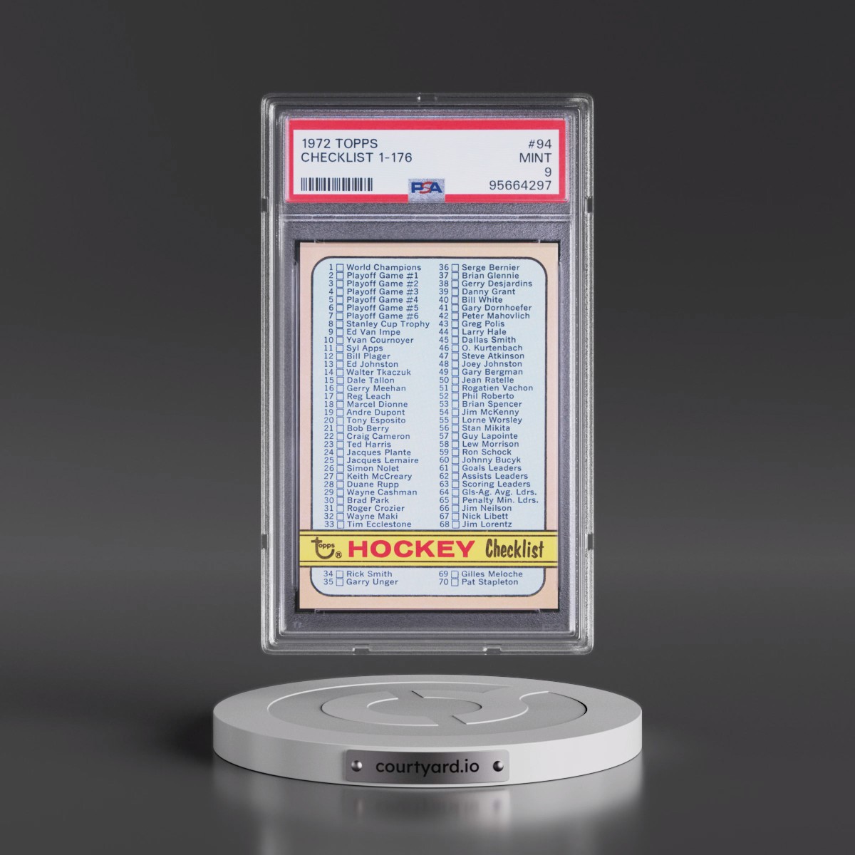 1972 Topps #94 Checklist 1-176 (PSA 9 MINT)