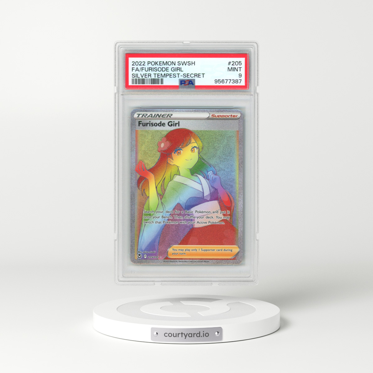 2022 Pokémon Sword & Shield Silver Tempest #205 Furisode Girl - Full Art Secret (PSA 9 MINT)