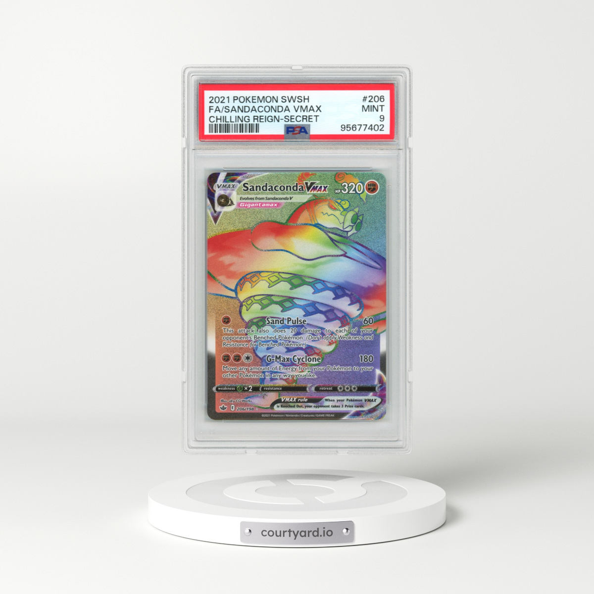 2021 Pokémon Sword & Shield Chilling Reign #206 Sandaconda Vmax - Full Art Secret (PSA 9 MINT)