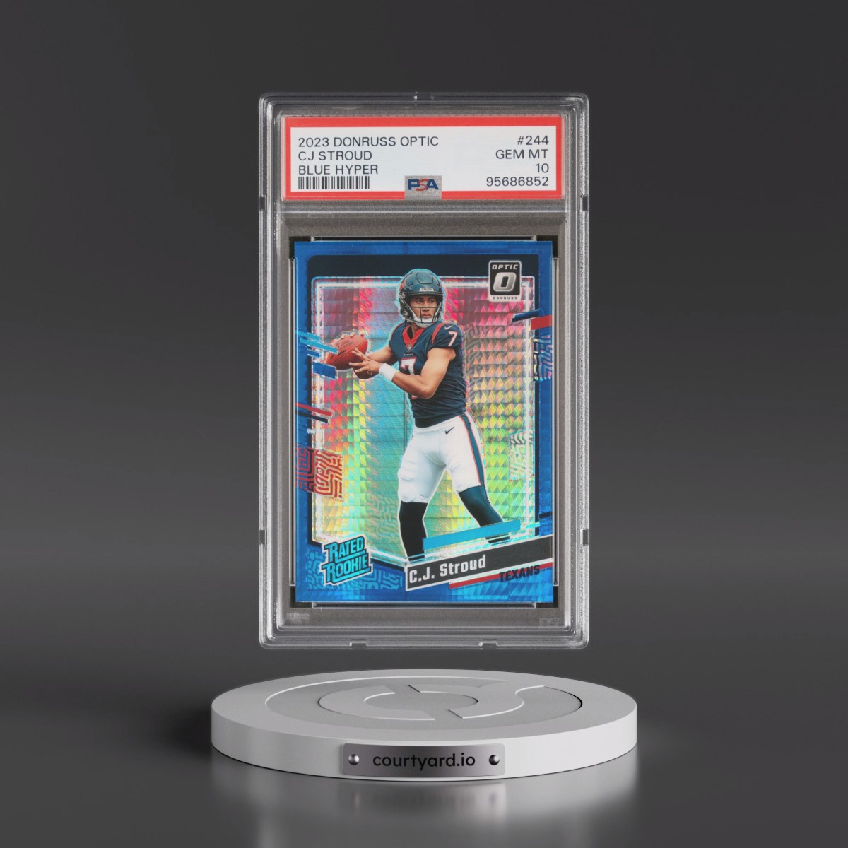 2023 Panini Donruss Optic #244 CJ Stroud - Blue Hyper (PSA 10 GEM MINT)