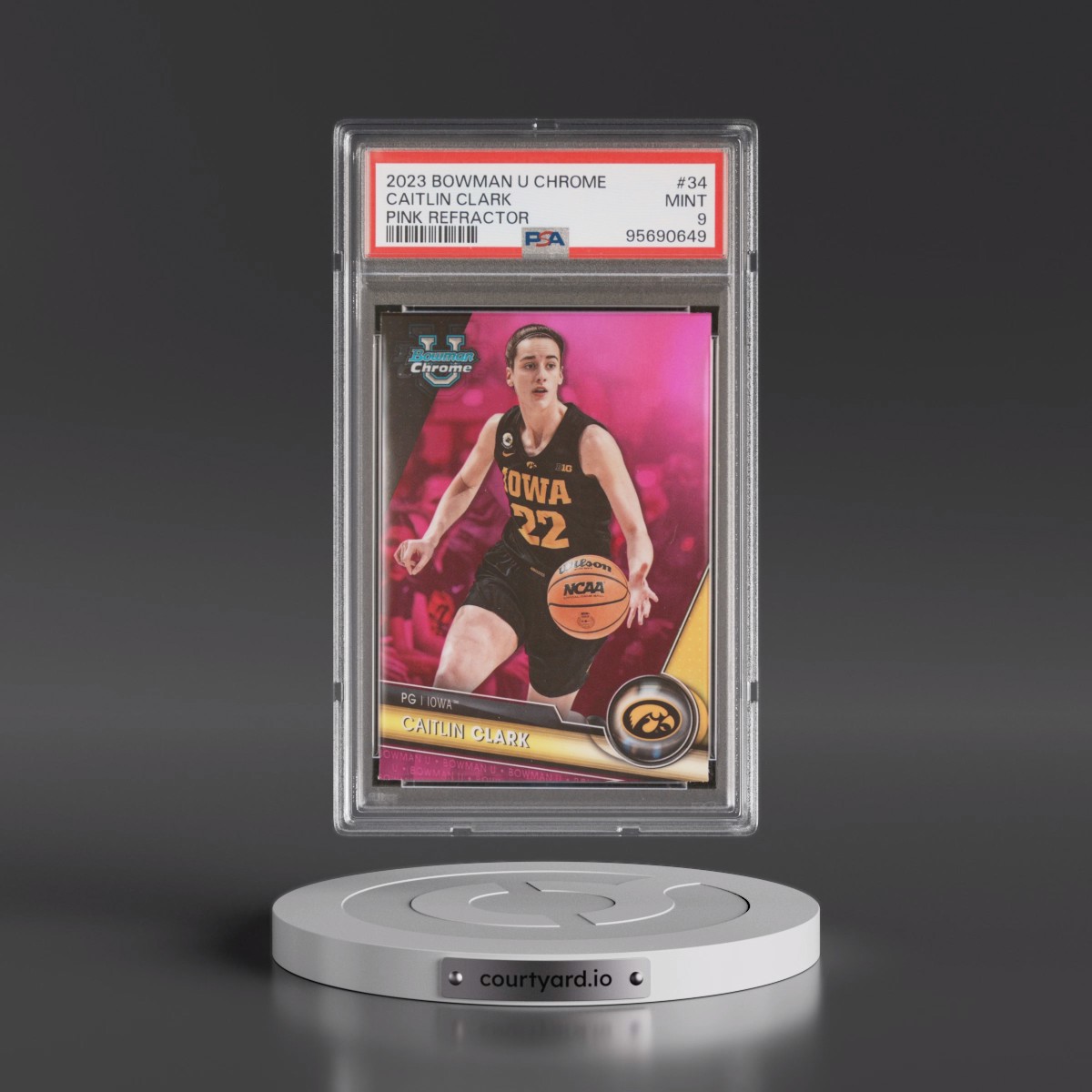 2023 Bowman University Chrome Caitlin Clark - Pink Refractor #34 PSA 9