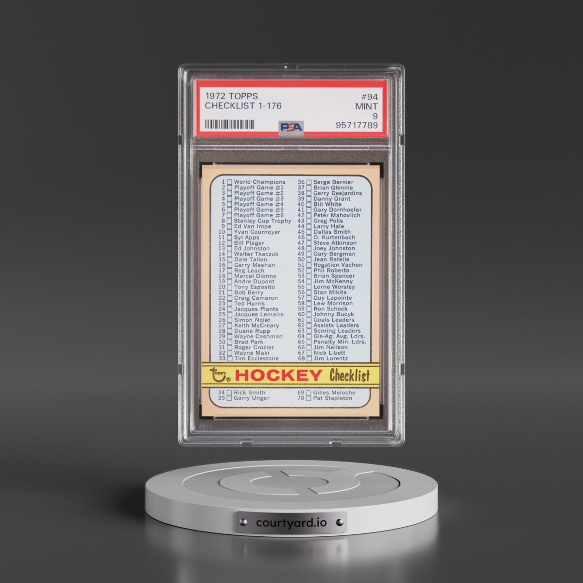 1972 Topps #94 Checklist 1-176 (PSA 9 MINT)