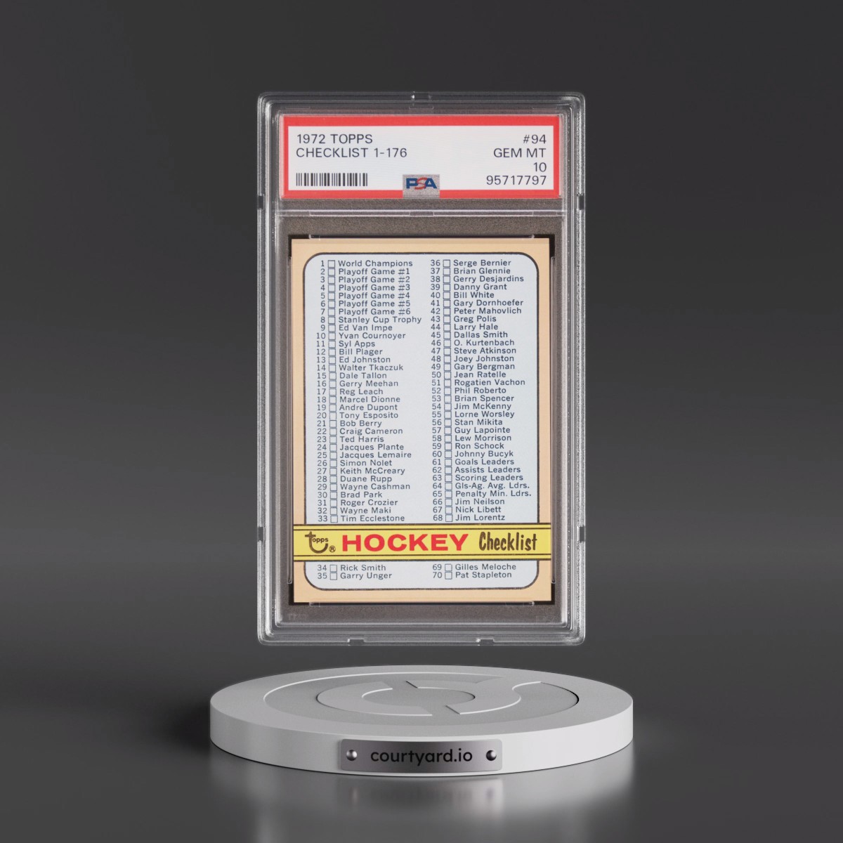 1972 Topps #94 Checklist 1-176 (PSA 10 GEM MINT)