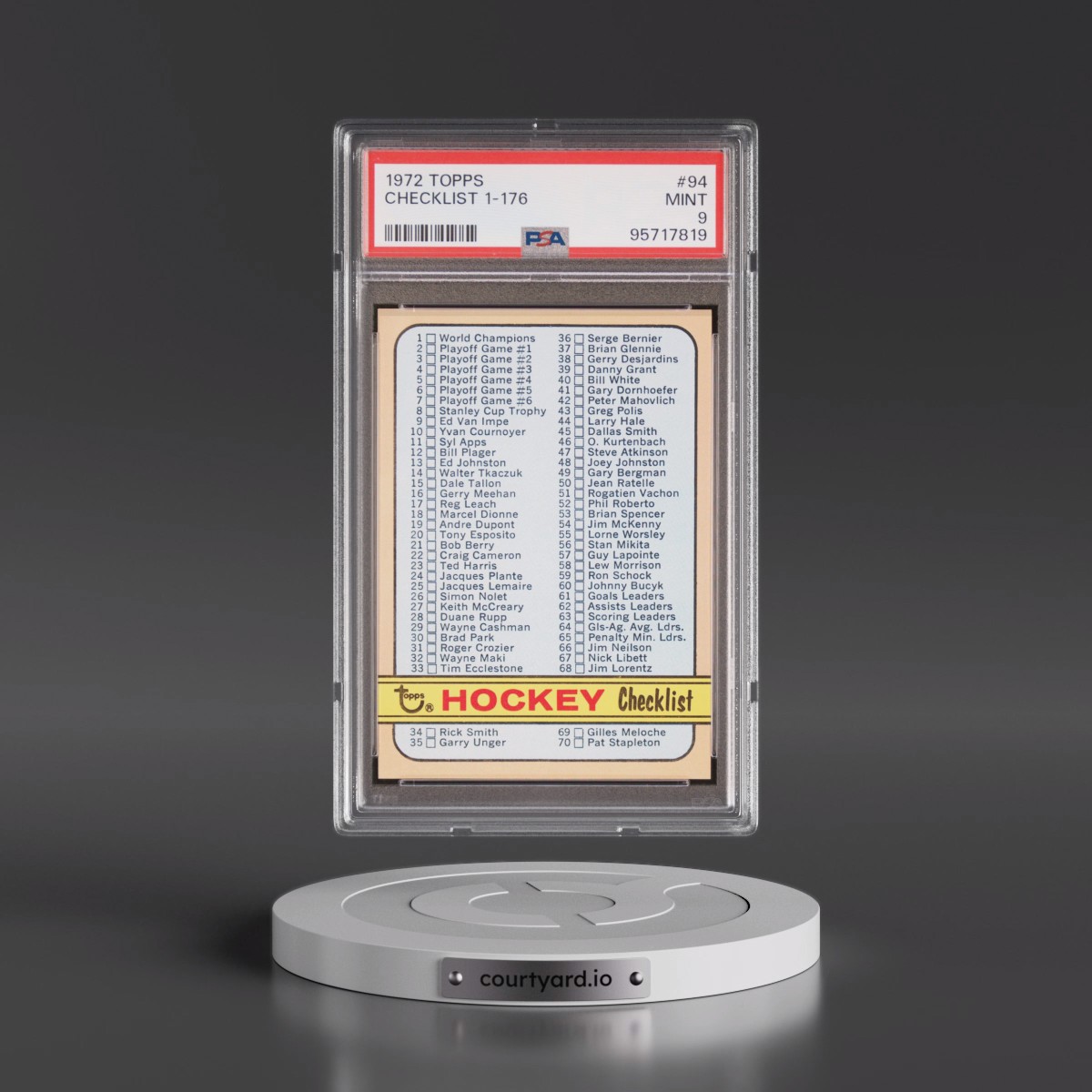 1972 Topps #94 Checklist 1-176 (PSA 9 MINT)
