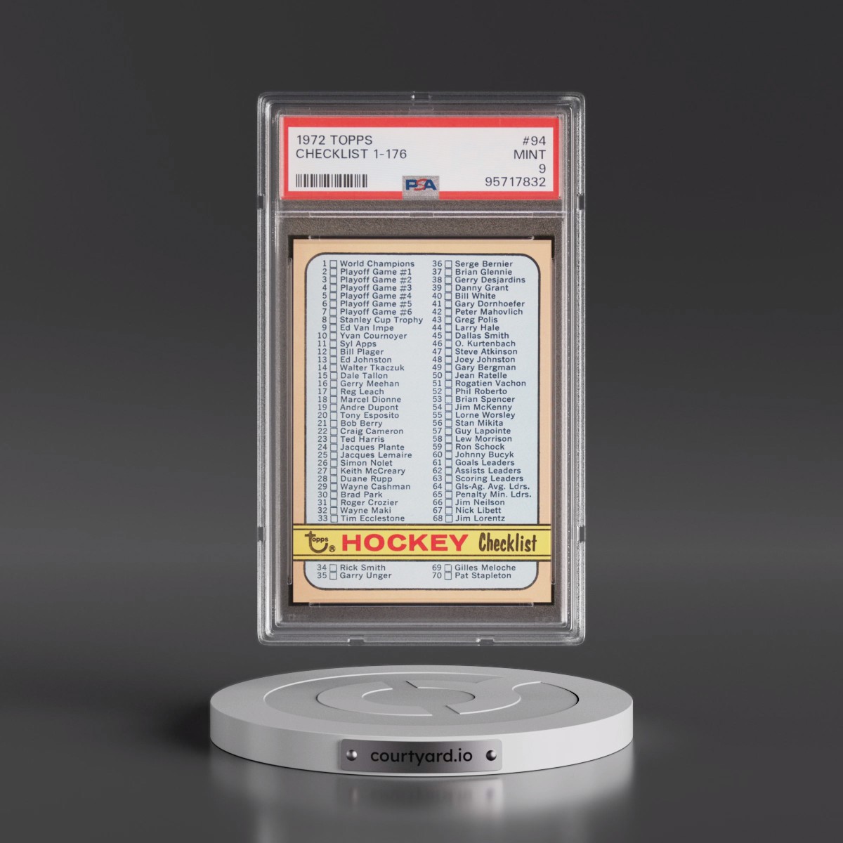 1972 Topps #94 Checklist 1-176 (PSA 9 MINT)
