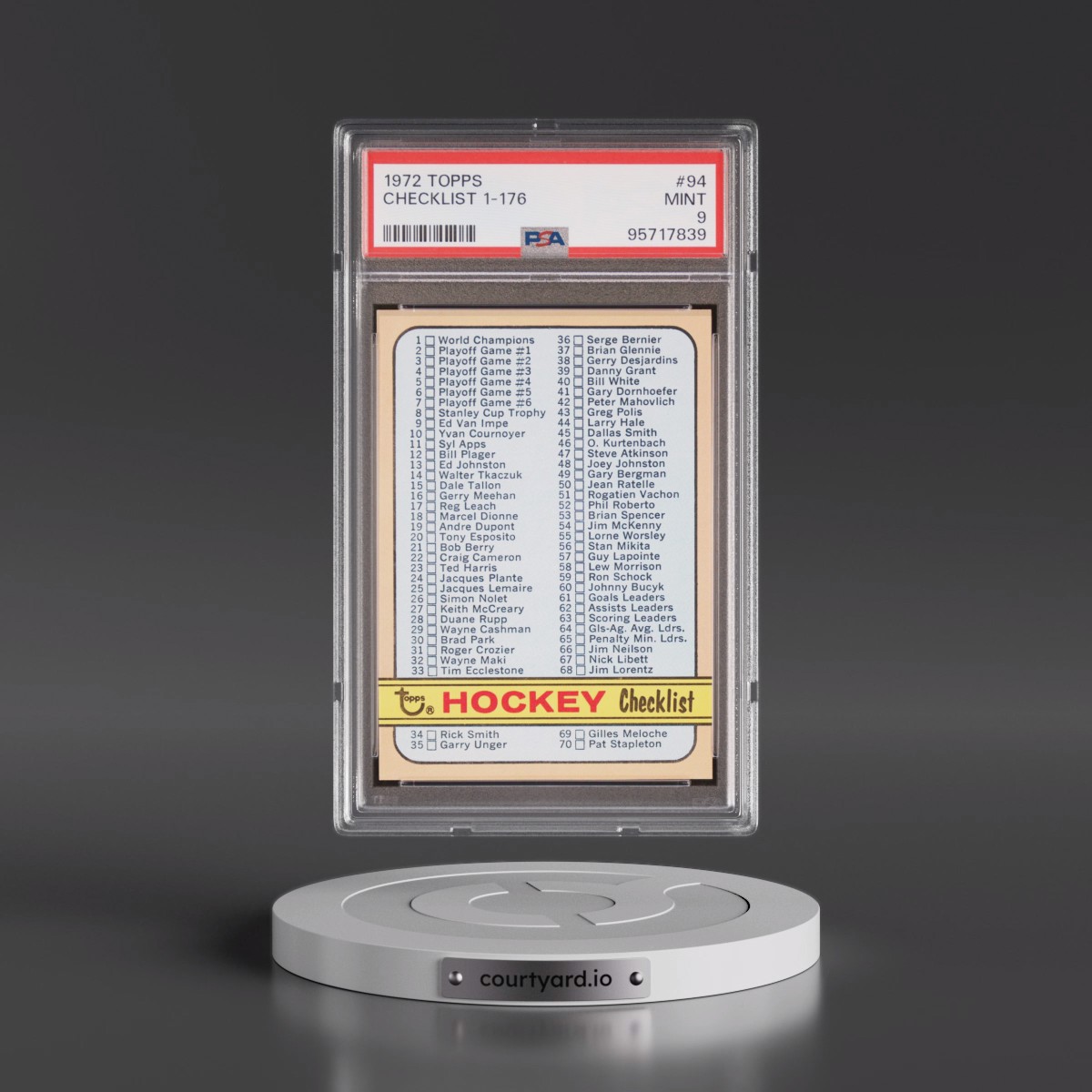 1972 Topps #94 Checklist 1-176 (PSA 9 MINT)