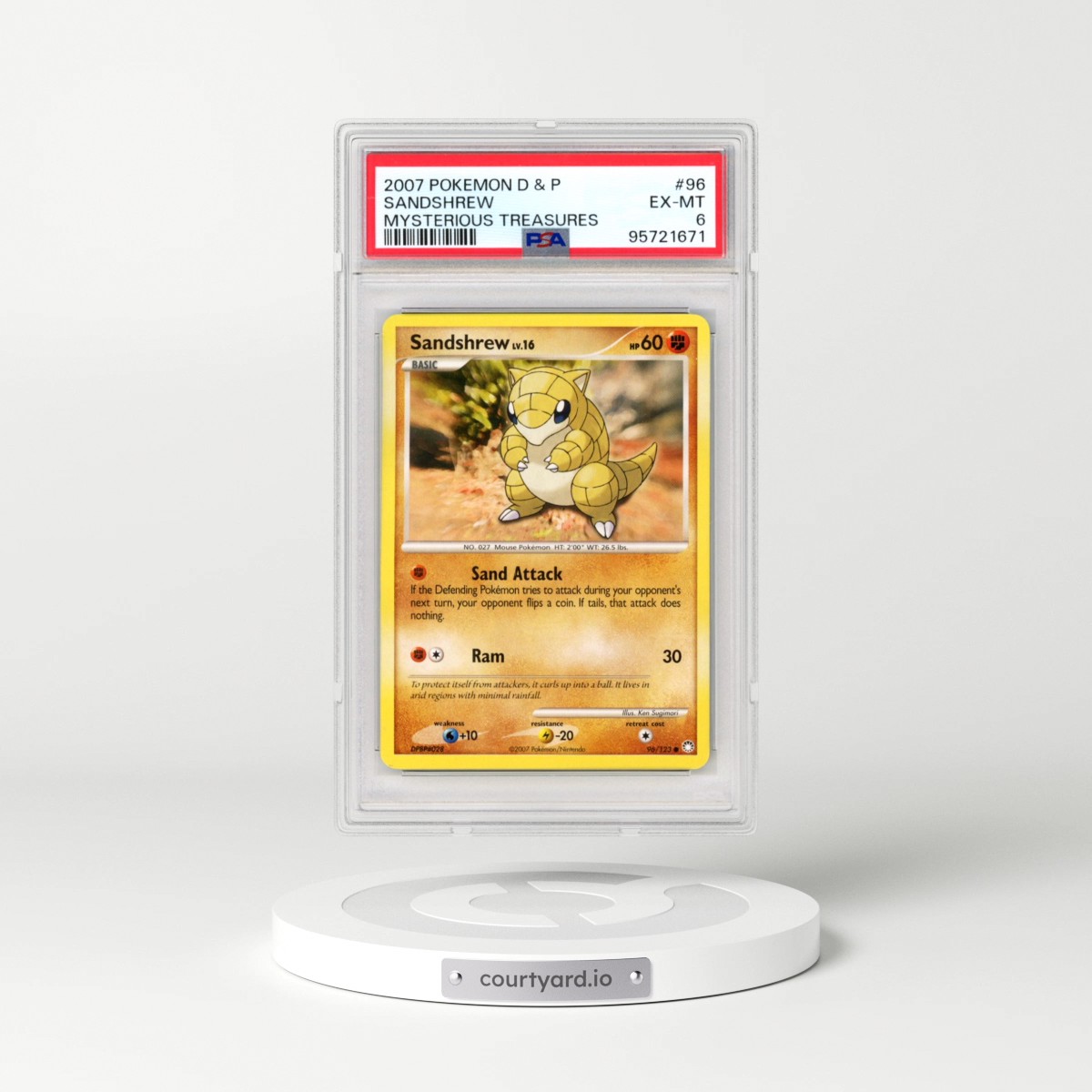 2007 Pokémon Diamond & Pearl Mysterious Treasures #96 Sandshrew (PSA 6 EX-MT)