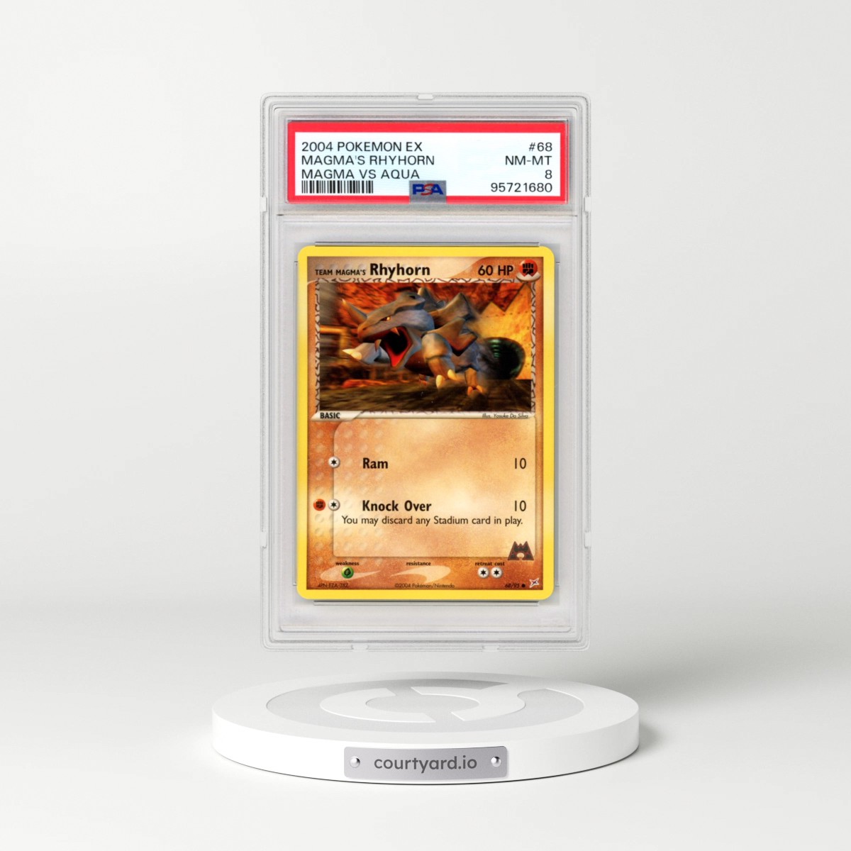 2004 Pokémon EX Team Magma VS Team Aqua #68 Team Magma's Rhyhorn (PSA 8 NM-MT)