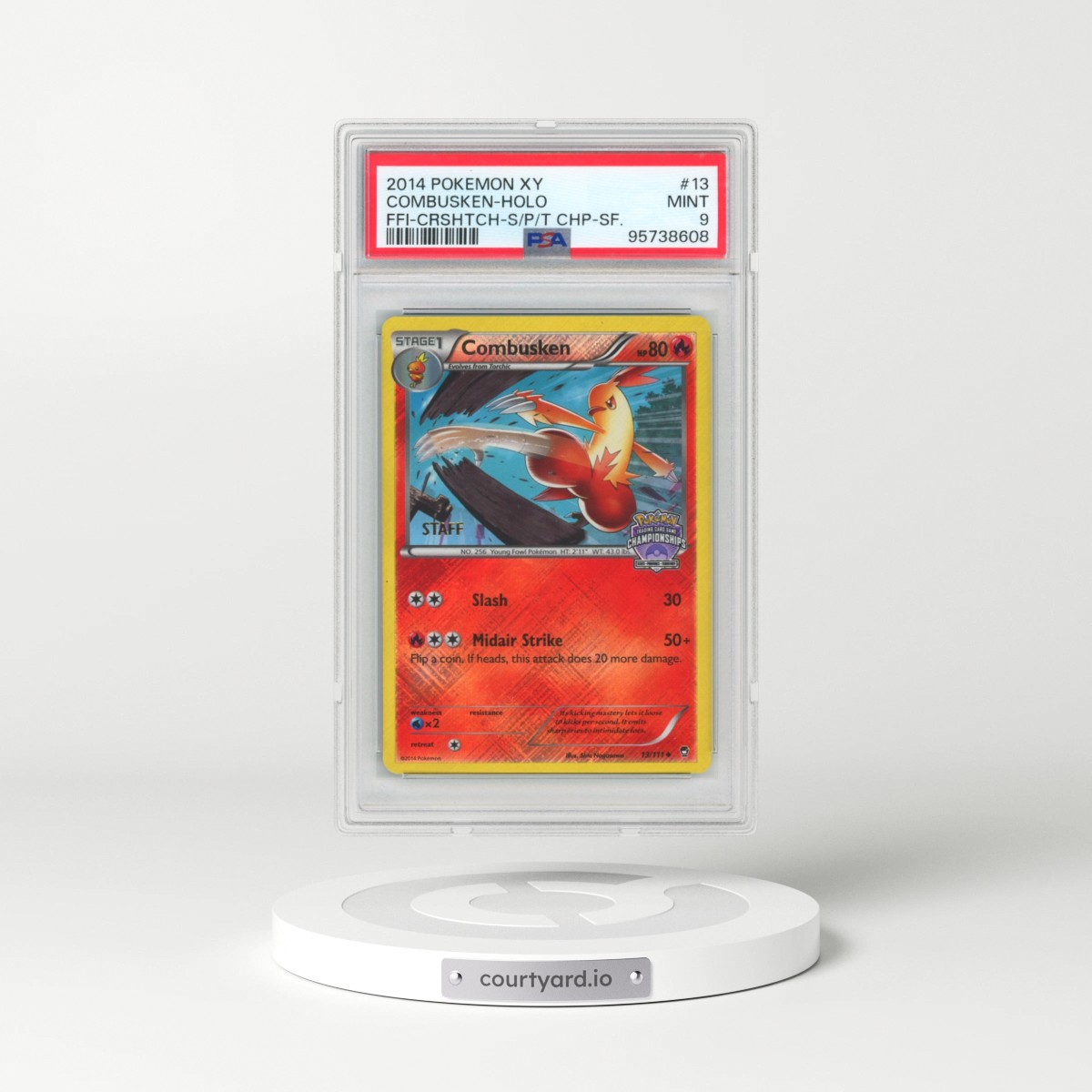 2014 Pokémon XY Furious Fists #13 Combusken - Holo Crosshatch-2014 Championships State, Providence, Territory-Staff (PSA 9 MINT)