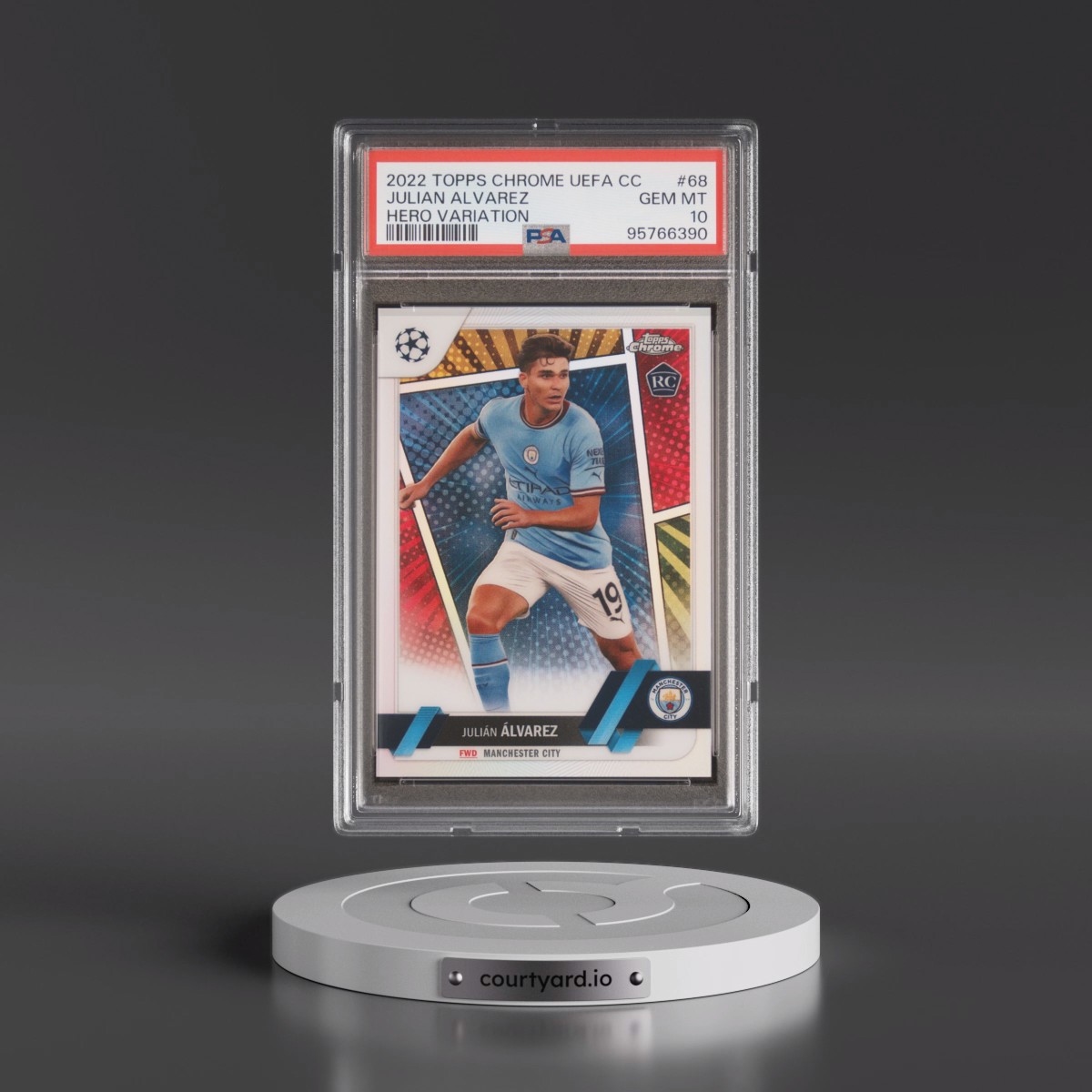 2022 Topps Chrome UEFA Club Competitions Julian Alvarez - Hero Variation #68 PSA 10