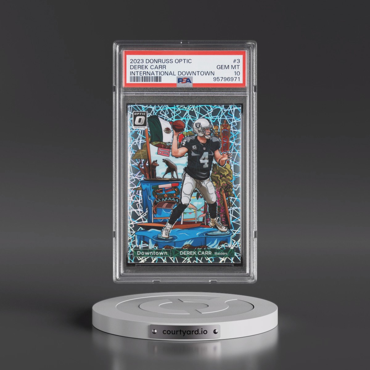 2023 Panini Donruss Optic International Downtown #3 Derek Carr (PSA 10 GEM MINT)