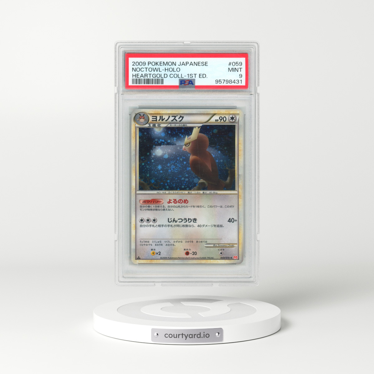 2009 Pokémon Heartgold Collection #059 Noctowl - 1st Edition Holo (PSA 9 MINT)