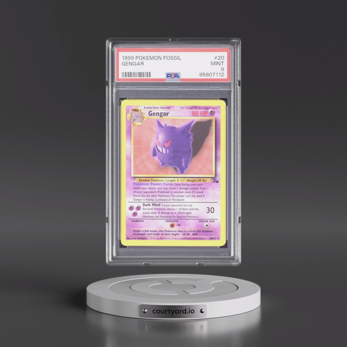 1999 Pokémon Fossil #20 Gengar (PSA 9 MINT)