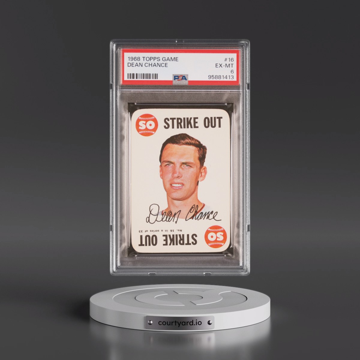 1968 Topps Game #16 Dean Chance (PSA 6 EX-MT)