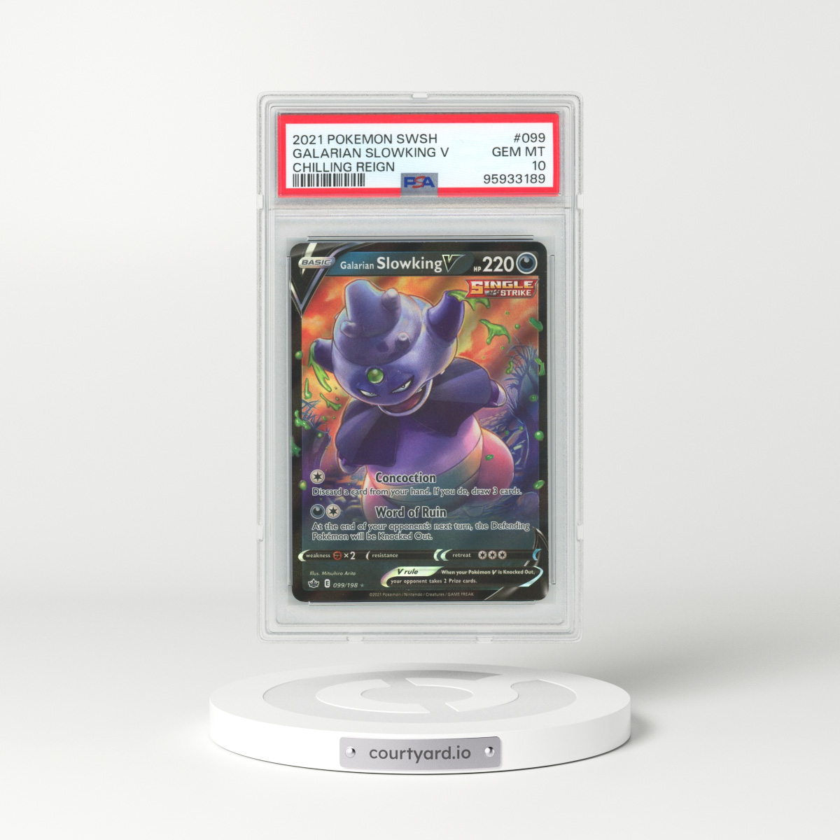 2021 Pokémon Sword & Shield Chilling Reign #099 Galarian Slowking V - Holo (PSA 10 GEM MINT)