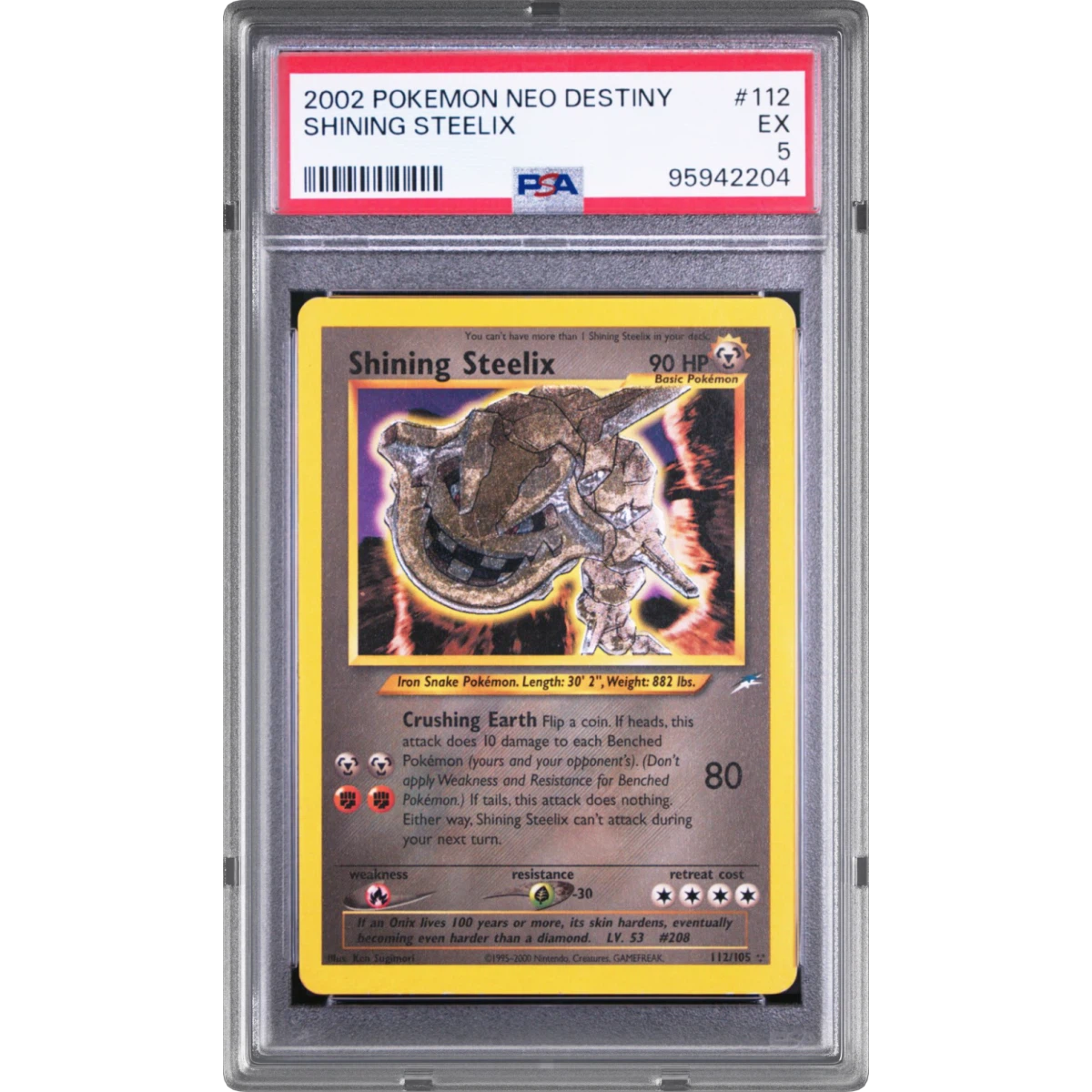 2002 Pokémon Neo Destiny #112 Shining Steelix - Holo, PSA 5
