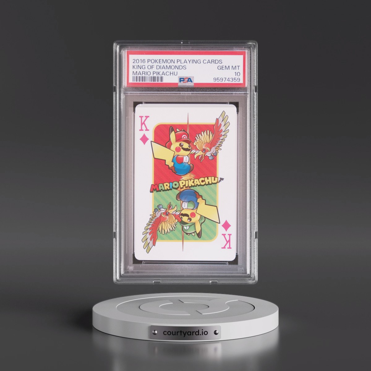 2016 Pokémon Playing Cards Mario Pikachu King of Diamonds (PSA 10 GEM MINT)