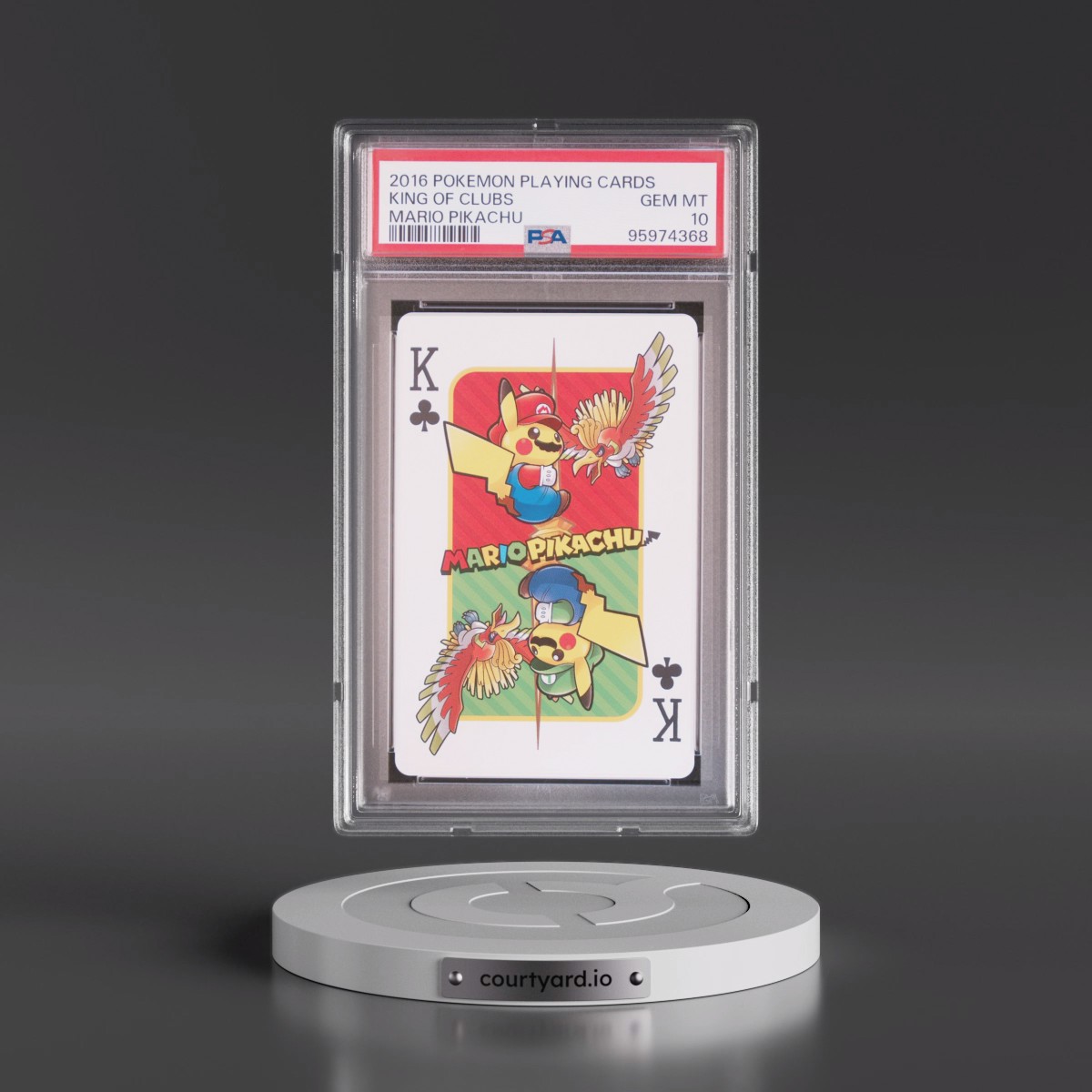 2016 Pokémon Playing Cards Mario Pikachu King of Clubs (PSA 10 GEM MINT)