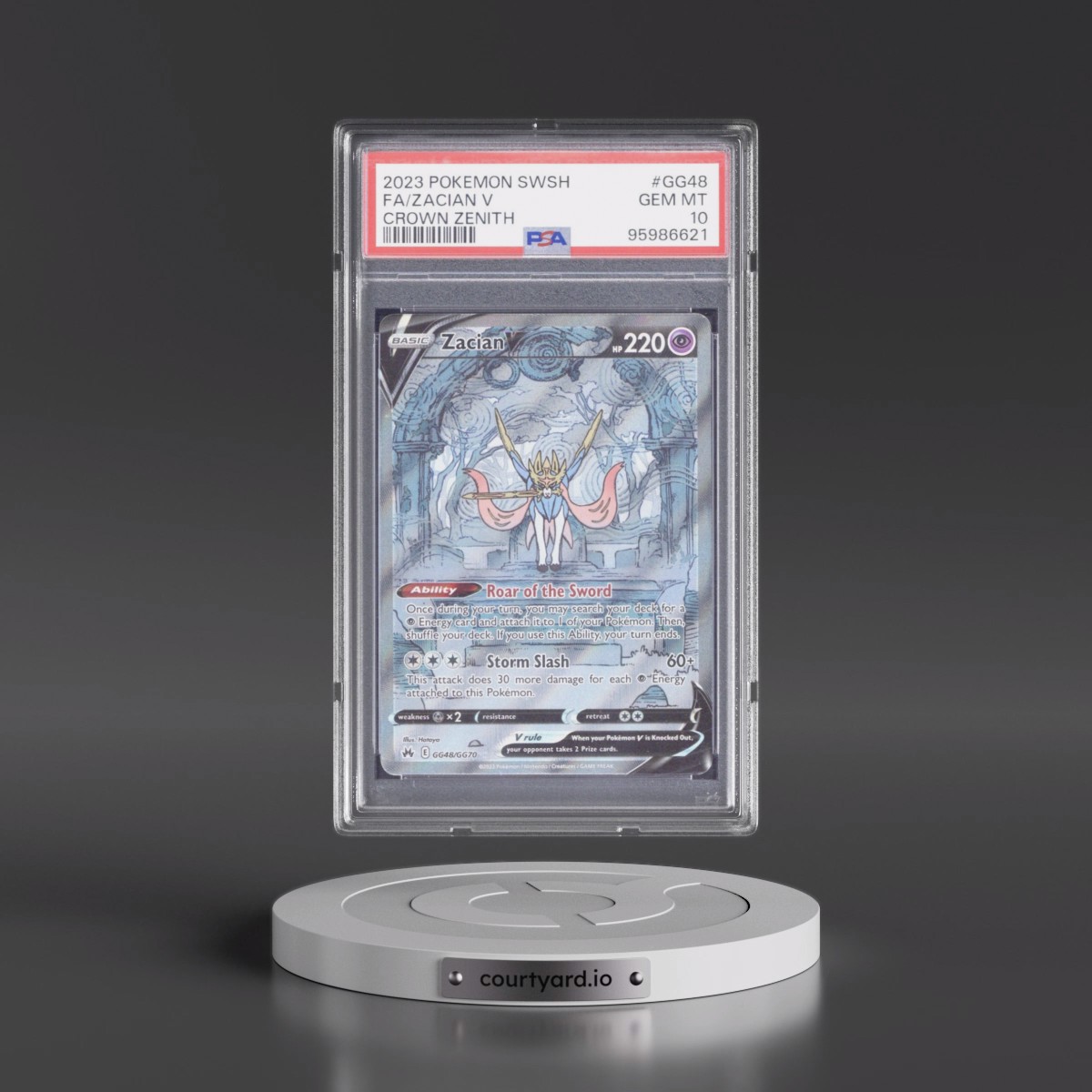 2023 Pokémon Sword and Shield Crown Zenith #GG48 Zacian V - Holo Full Art (PSA 10 GEM MINT)