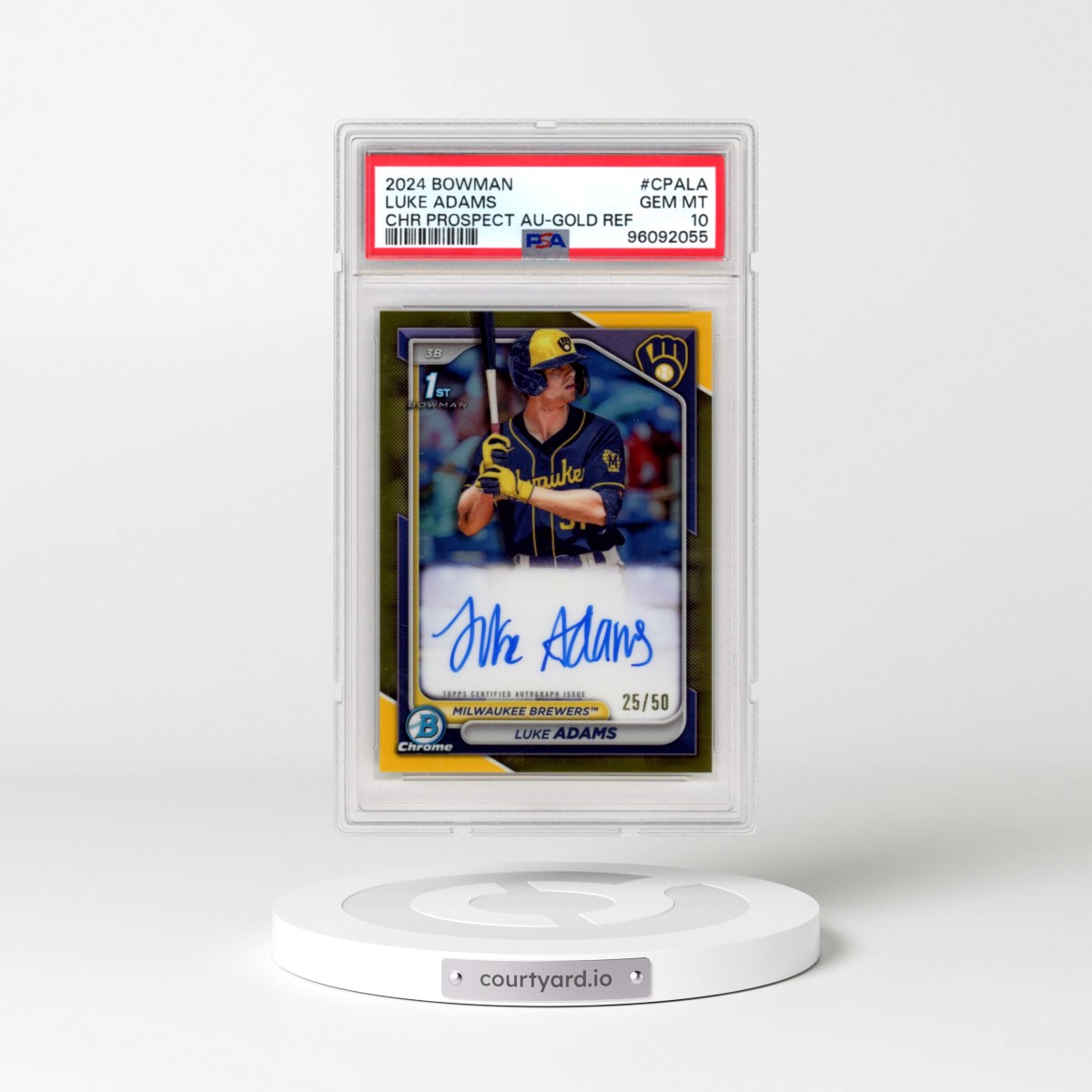 2024 Bowman Chrome Prospect Autographs #CPALA Luke Adams - Gold Refractor (PSA 10 GEM MINT)