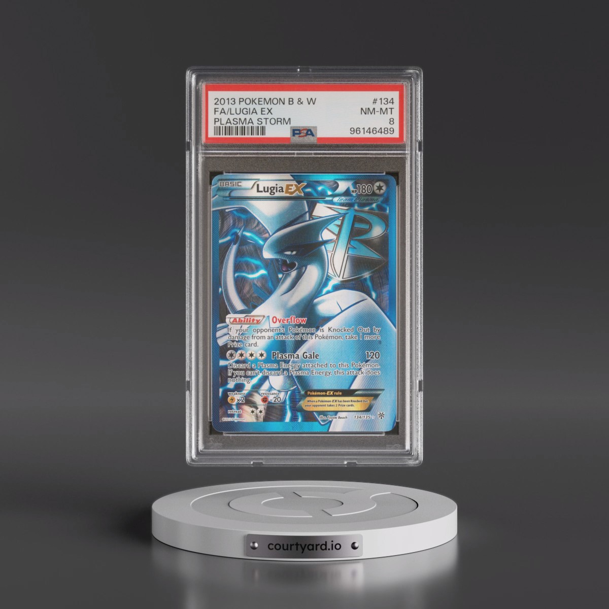2013 Pokémon Black & White Plasma Storm #134 Lugia EX - Holo Full Art (PSA 8 NM-MT)