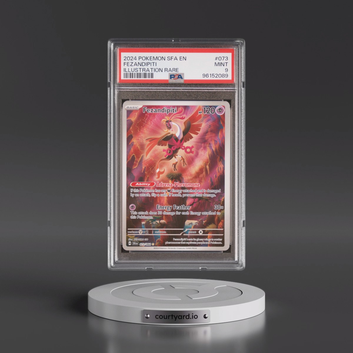 2024 Pokémon Sfa EN-Shrouded Fable #073 Fezandipiti - Illustration Rare (PSA 9 MINT)