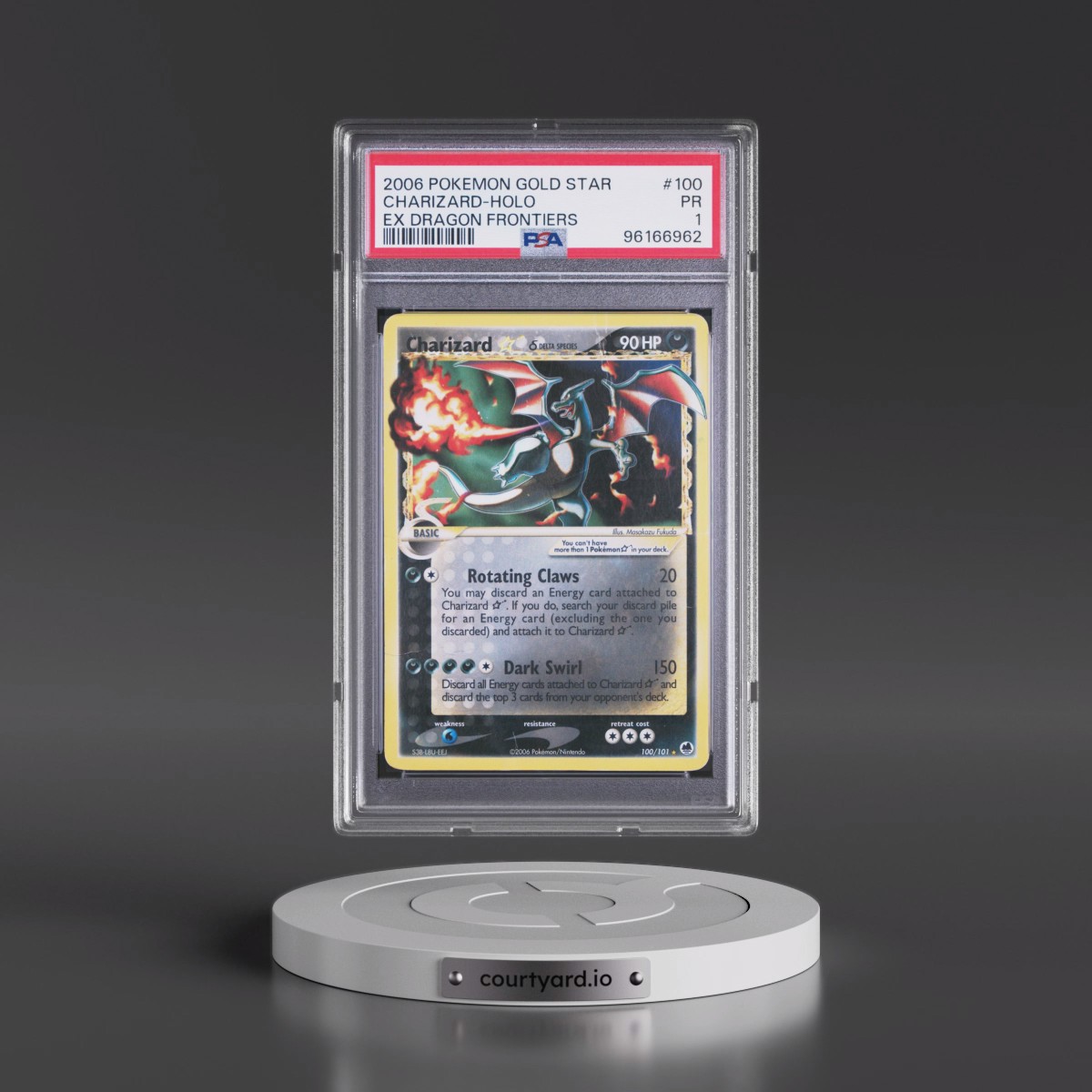 2006 Pokémon EX Dragon Frontiers #100 Charizard - Holo Gold Star (PSA 1 PR)
