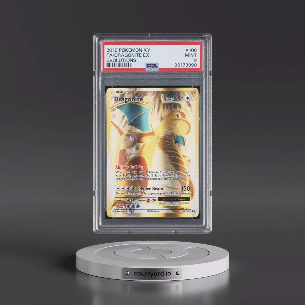 2016 Pokémon XY Evolutions #106 Dragonite EX - Holo Full Art (PSA 9 MINT)