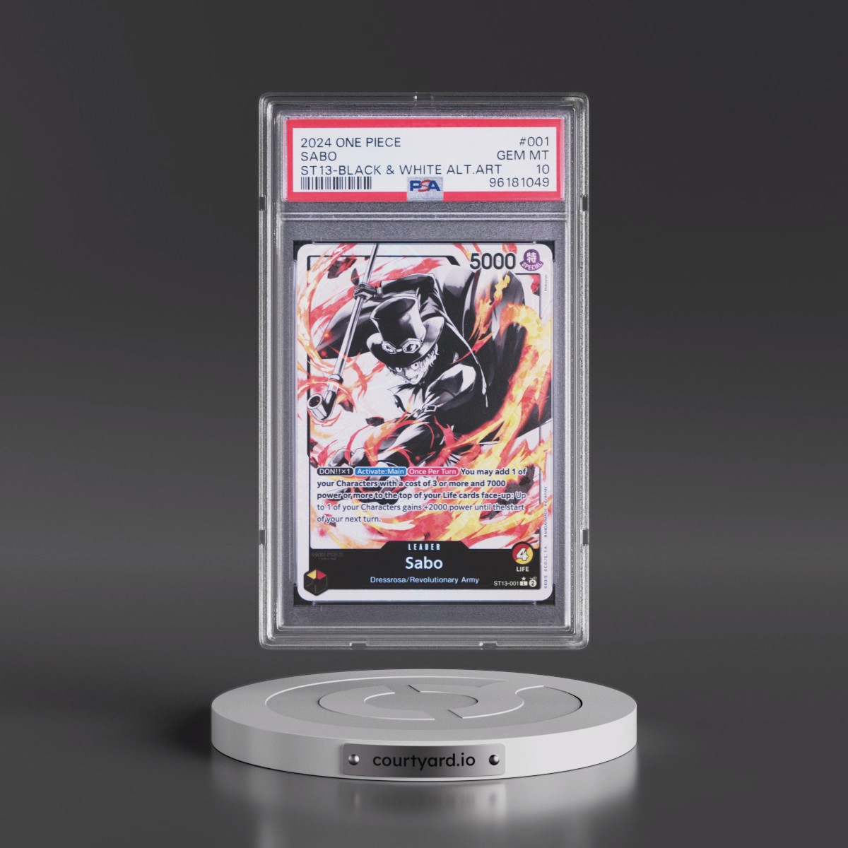2024 One Piece Ultra Deck-the Three Brothers #001 Sabo - Black & White Alternate Art (PSA 10 GEM MINT)