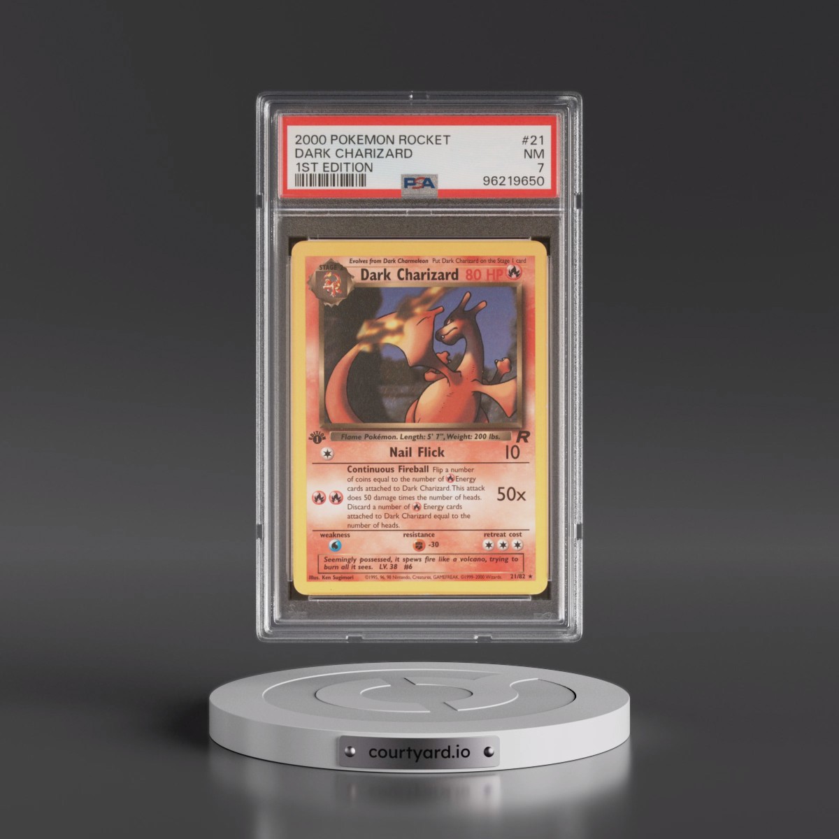 2000 Pokémon Rocket #21 Dark Charizard - 1st Edition (PSA 7 NM)