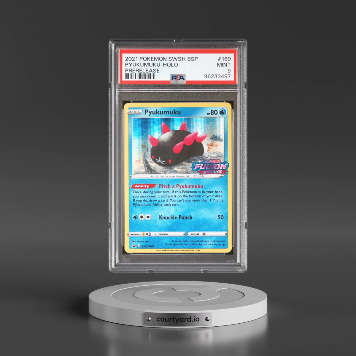 2021 Pokémon Swsh Black Star Promo #169 Pyukumuku - Holo Prerelease (PSA 9 MINT)