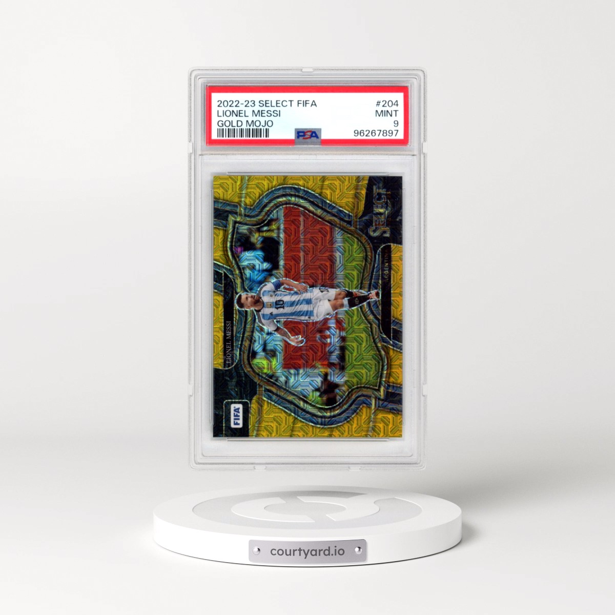 2022 Panini Select FIFA #204 Lionel Messi - Gold Mojo (PSA 9 MINT)