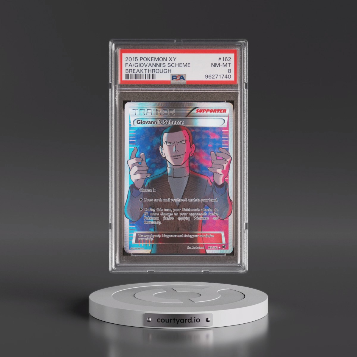 2015 Pokémon XY Breakthrough #162 Giovanni's Scheme - Full Art (PSA 8 NM-MT)